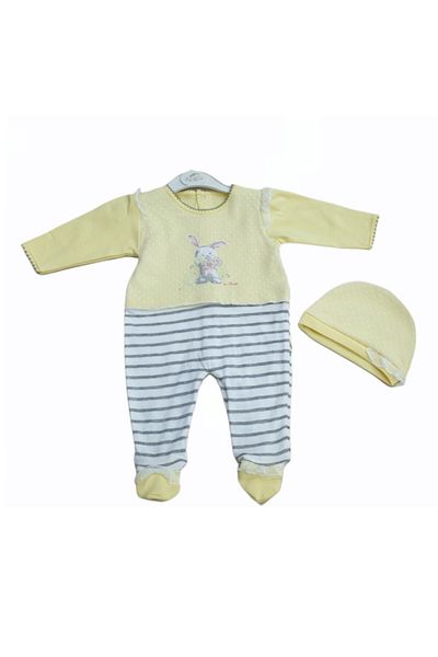 Minidamla Tulle Rabbit Baby Girl Jumpsuit - Yellow