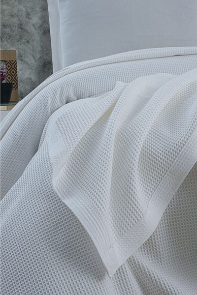 Mulberry Κλιματιζόμενο Pique, 100% βαμβακερό κυψελωτό πικέ, Four Seasons Pique Double 220x240 Λευκό.