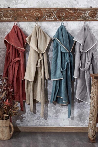 Ecocotton Kadın Gri Ecosoft Pamuk Bornoz XL
