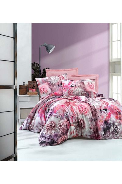 Menderes Home Σετ Παπλωματοθήκη Lanotte Satin Μονό (ΨΗΦΙΑΚΗ ΕΚΤΥΠΩΣΗ) Μαλακό Λουλούδι