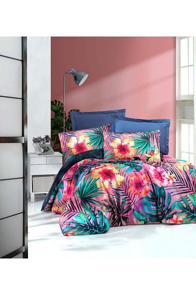 Menderes Home Set cuvertură de pilota unică din satin Lanotte - imprimat digital, tropical