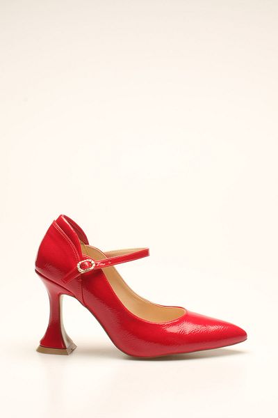 ROVIGO Red Crinkled Patent Leather Women's Heels