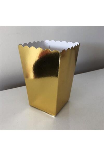 Huzur Party Store Gold Mısır Kutusu 8'li Karton Cips Kutusu Düz Renkli 8 Adet...