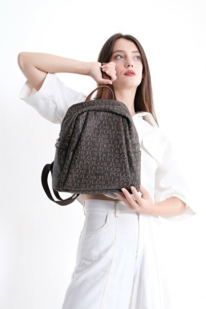 Just Polo حقيبة ظهر نسائية بنية باللون البني