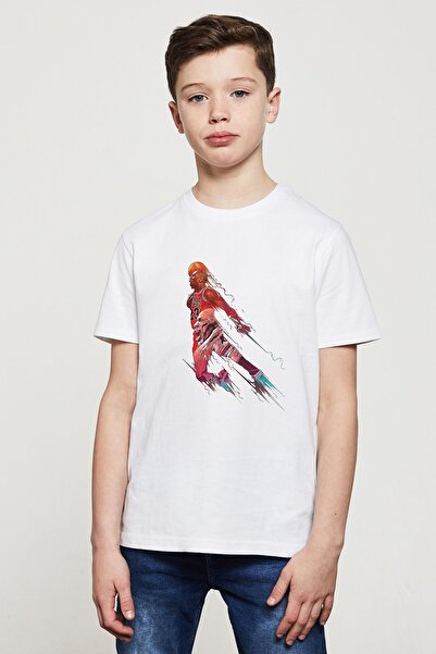 QIVI Unisex dečji beli košarkaš Štampano T-shirt