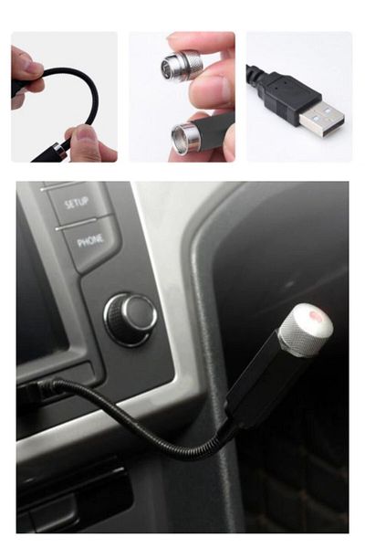 Buffer 2 Pieces Red Ceiling LED - Car Interior Lighting Auto Disco USB Lamp Light
