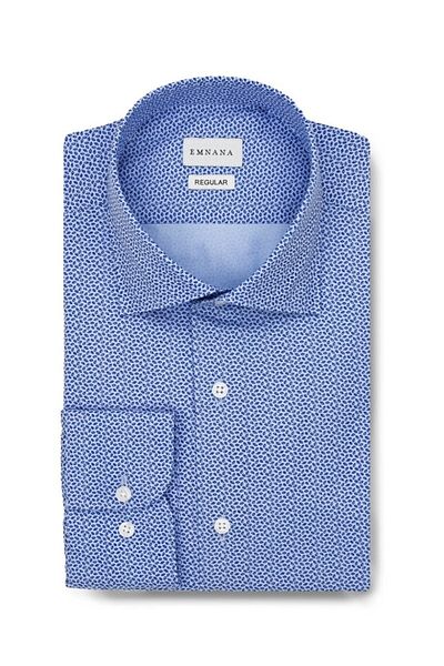 EMNANA Blue Patterned Regular Fit Shirt