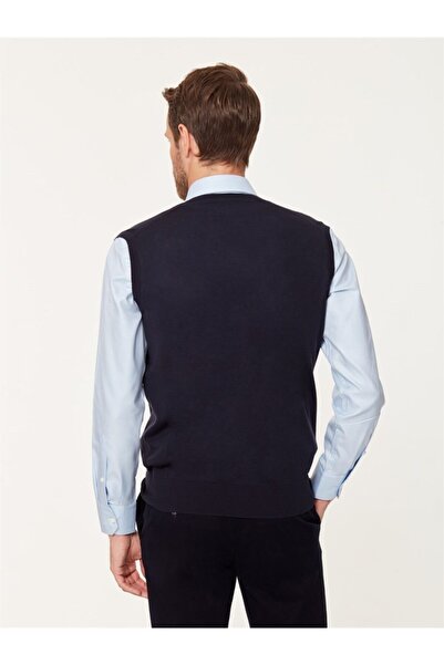 EMNANA Men's Navy Blue Wool Sweater