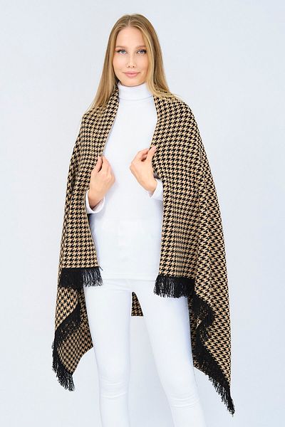 Ocean Beige Goose Feet Women's Knitwear Shoulder Shawl