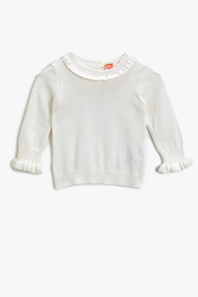 Koton Ecrufarbener Baby-Pullover für Mädchen 2KMG97640OT