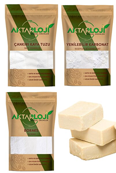 aktarloji Ekolojik Temizlik Seti 2 Kalıp Doğal Beyaz Sabun + 1 Kg Boraks + 1 ...