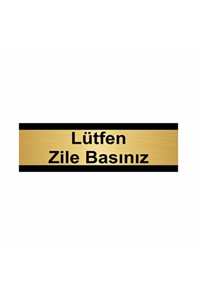 Özarslan Dizayn يرجى الضغط على الجرس 7 × 20 سم لافتة توجيه معدنية ذهبية اللون