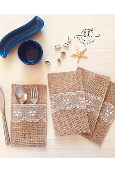 Genel Markalar Dantelli El Yapımı Jüt Kumaş 6'lı Kaşıklık