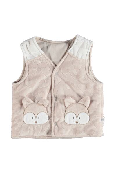 Bibaby Μπεζ βρεφικό γιλέκο - Αμάνικο και σχήμα με σχήμα