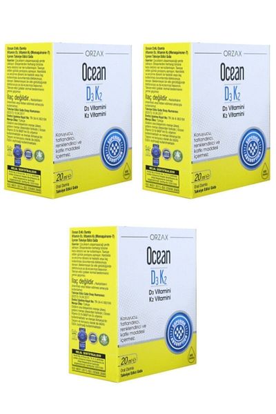 Ocean Ocean Vitamin D3k2 - 20ml Drops, Pack of 3
