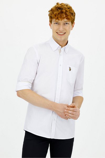 U.S. Polo Assn. Ανδρικό λευκό πουκάμισο