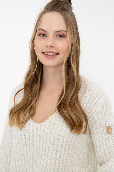 U.S. Polo Assn. Γυναικείο λευκό πουλόβερ