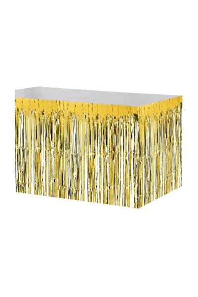 TATLI GÜNLER Püsküllü Metalize Masa Eteği Gold