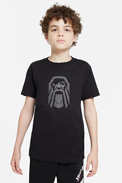 QIVI Unisex dečje crne Odin Vikings vintage Štampano T-shirt