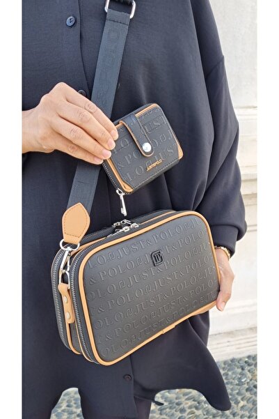 Just Polo مجموعة محفظة نسائية باللون الأسود - TM1163