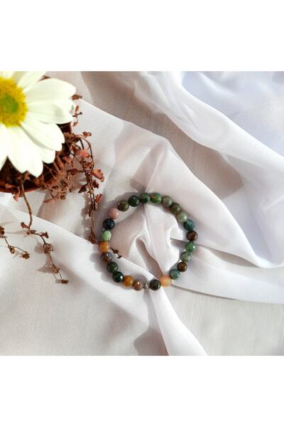 Lavinia Atelier سوار من الحجر الطبيعي بالعقيق الهندي الأخضر للجنسين