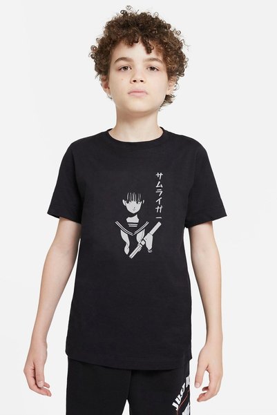 QIVI Unisex dečija crna anime majica sa printom One Punch Man