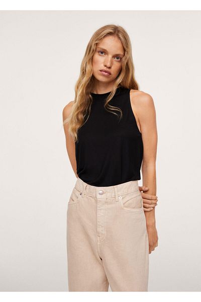 MANGO Woman Γυναικείο μαύρο Stretch Top