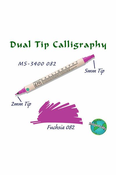 Zig Calligraphy Double End Calligraphy Pen 2mm + 5mm 082 Fuchsia