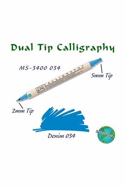 Zig Double End Calligraphy Pen - 2 mm and 5 mm 034 Denim