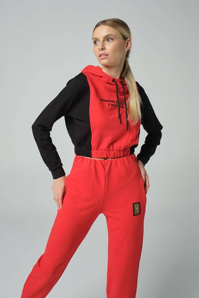 DAVID&GERENZO Red Print Detail Hooded Tracksuit Set