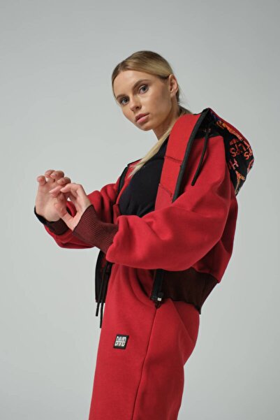 DAVID&GERENZO Σετ αθλητική φόρμα με κουκούλα μπορντό χρώματος