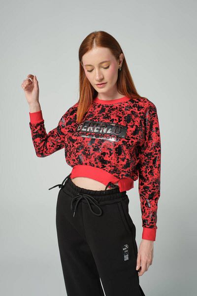 DAVID&GERENZO Red Shiny Crop Sweatshirt