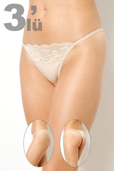 Sevim Tanga de damă din dantelă - set de 3