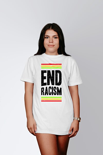 ErTaPassage Alb „Terminați războiul de rasism” cu imprimeu Femei tricou - T12...