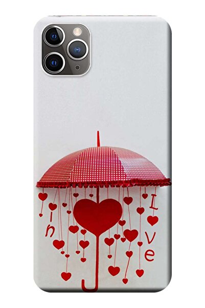 Hesaplı Dünya Iphone 11 Pro Max Uyumlu Kılıf Aşk Şemsiyesi Baskılı Esnek Tpu ...