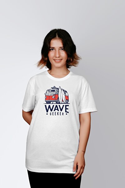 ErTaPassage White Surfing Van cu imprimeu Femei tricou - T9561519