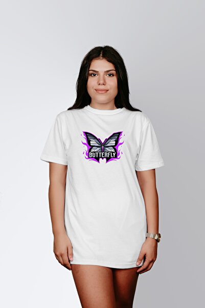 ErTaPassage Mascota Fluture Albă cu imprimeu Femeie tricou - T2771665