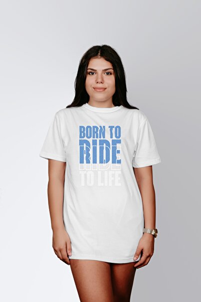 ErTaPassage White Born To Ride cu imprimeu Femei tricou - T5390612