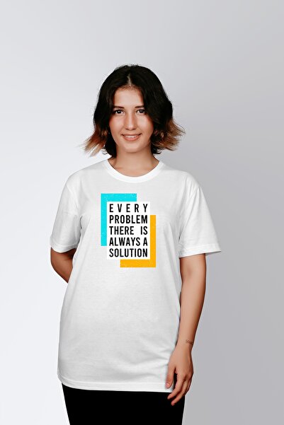 ErTaPassage Λευκό με τύπωμα Γυναικείο μπλουζάκι - Το πρόβλημα υπάρχει πάντα T...
