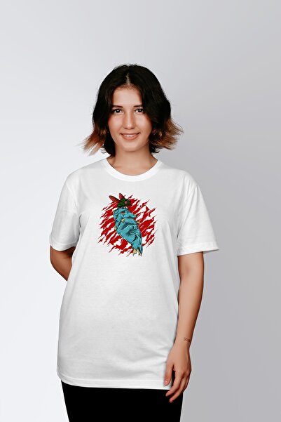 ErTaPassage Zombi alb cu imprimeu Femeie tricou - T7609553