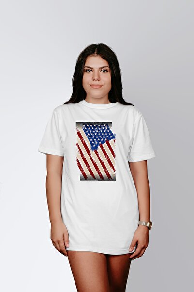 ErTaPassage Steagul american alb cu imprimeu Femei tricou - T6955374