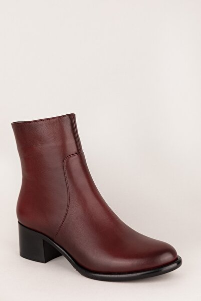 Elile Shoes Bordo Hakiki Deri Küçük & Büyük Numara Kadın Bot