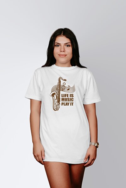 ErTaPassage Дамска тениска с бял музикален принт - T1618805