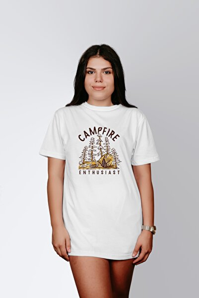 ErTaPassage Camping alb cu imprimeu Femei tricou - T4000211