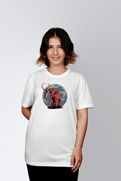 ErTaPassage تي شيرت نسائي أبيض مطبوع عليه ماموث T3133226