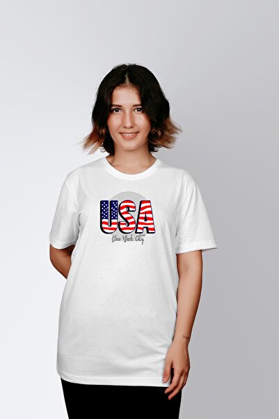 ErTaPassage White Usa cu imprimeu Femei tricou - T7493464