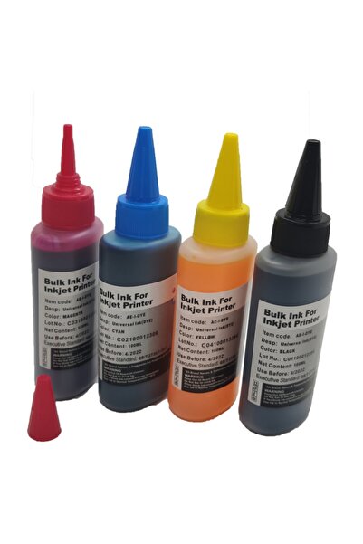 4F Canon Pıxma E414 Muadil Kartuş Dolum Mürekkebi Takım 4x100ml 4 Renk Set Mü...