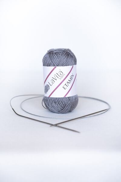 LaVita Yarn 30 γραμμάρια Amigurumi, Punch, Εταμίν, Κλωστή πλεξίματος στο χέρι, Πακέτο 5 Κλωστών Taka (9801-ΓΚΡΙ)