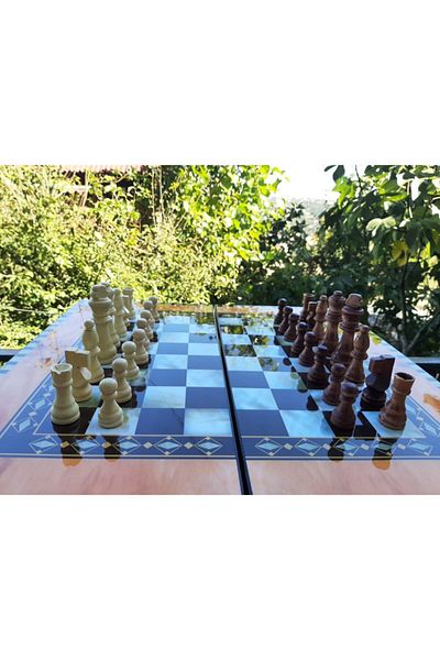 megame Wooden Paillette Polyester Backgammon Chess Checkers Full Wooden