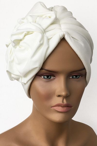 Vera Κομψό Floral Pattern - Κρεμ τουρμπάνι με ραφές και φόδρα